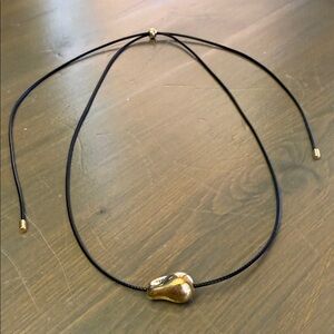 Gold Pendant Black Cord Necklace